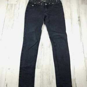 Grace In LA Boot Cut Rhinestone Womens Black Jeans Size 9 (30x31)